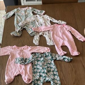 Carter's Pink and Green Floral Footies 5 Piece Set